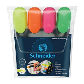 Schneider PSY01500 Schneider Job Highlighters Chisel, Tip 4 Colors Asstd Org Grn Pnk Ylw