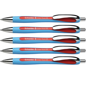 Schneider PSY132502-5 Schneider Red Slider Rave Xb, Retractable Ballpoint Pen (5 EA)