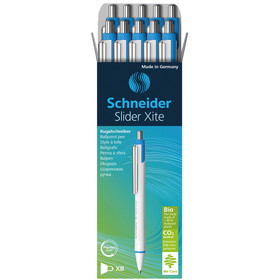 Schneider PSY133203 Schneider Slidr Xite Pen Blue 10/Bx, Environmental Retractable Ballpoint
