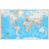 Round World Products RWPHM08 Contemp Laminated Wall Map World