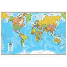 Waypoint Geographic RWPWG10 World 24X36In Laminated Wall Map, Blue Ocean