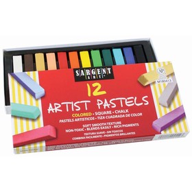 Sargent Art SAR224112 12Ct Assorted Color Artists Chalk - Pastels Lift Lid Box