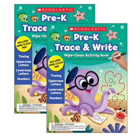 Scholastic Teacher Resources SC-700148-2 Pre-K Trace & Write Activty, Book Wipe Clean (2 EA)