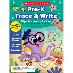 Scholastic Teacher Resources SC-700148 Pre-K Trace & Write Activity Book, Wipe Clean