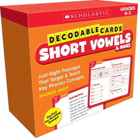 Scholastic Teacher Resources SC-861430 Decodable Cards Short Vowels & More