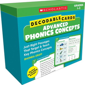 Scholastic Teacher Resources SC-861432 Decodable Cards Adv Phonics Concept