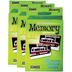 Stages Learning Materials SLM228-3 Vehicles Photographic Memory, Matching Game (3 EA)