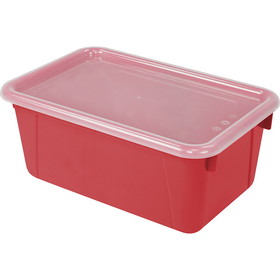 Storex STX62407U06C Small Cubby Bin With Cover Red, Classroom