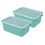 STOREX STX62412U06C-2 Small Cubby Bin With Cover, Teal Classroom (2 EA)