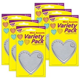 TREND T-10736-6 Hearts Mini Accents Variety, Pack I Heart Metal (6 PK)