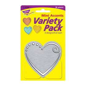 TREND T-10736 Hearts Mini Accents Variety Pack, I Heart Metal