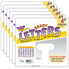 TREND T-1567-6 Ready Letters 4In Casual, White (6 PK)