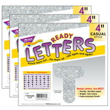 TREND T-1613-3 Ready Letters 4In Casual, Silver Sparkle (3 PK)