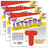TREND T-1614-3 Ready Letters 4In Casual, Red Sparkle (3 PK)