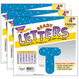 TREND T-1617-3 Ready Letters 4In Casual, Blue Sparkle (3 PK)