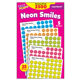 Trend Enterprises T-1942 Superspots Stickers Neon 2500/Pk Smiles