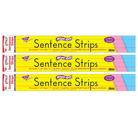 TREND T-4002-3 Wipe-Off Sentence Strips, Multicolor 24In 30 Per Pk (3 PK)