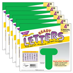 TREND T-458-6 Ready Letters 4In Casual, Green Spark (6 PK)