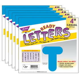 TREND T-459-6 Ready Letters 4In Casual, Blue (6 PK)