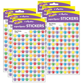 TREND T-46195-6 Paw Prints Superspots, Stickers (6 PK)