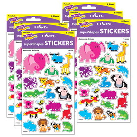 TREND T-46328-6 Awesome Animals Supershapes, Stickers Large (6 PK)