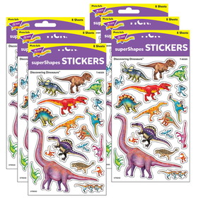 TREND T-46329-6 Discovering Dinosaurs Super, Shapes Stickers Large (6 PK)