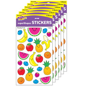 TREND T-46346-6 Friendly Fruit Stickers Lg, Supershape (6 PK)