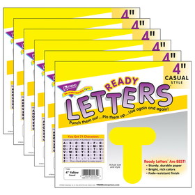 TREND T-464-6 Ready Letters 4In Casual, Yellow (6 PK)