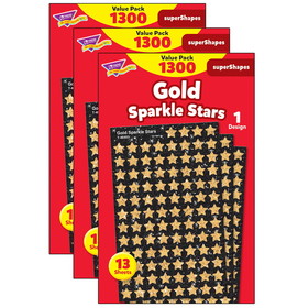 TREND T-46935-3 Gold Sparkle Stars, Supershapes Value Pack (3 PK)