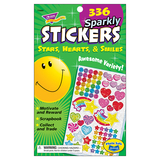 Trend Enterprises T-5005 Sticker Pad Sparkly Stars Hearts & - Smiles