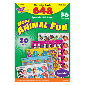Trend Enterprises T-63910 Animal Fun Sparkle Stcker Var Pk