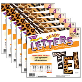 TREND T-79248-6 Venture Ready 4In Animal, Prints Letters (6 PK)