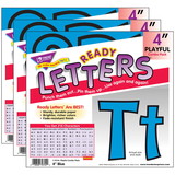 TREND T-79744-3 Ready Letter 4In Playful Blu, Uppercase & Lowercase (3 PK)