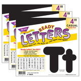 TREND T-79901-3 Ready Letters 4In Black, Casual Uppercase & Lowercase Combo (3 PK)