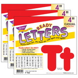 TREND T-79902-3 Ready Letters 4In Red, Casual Uppercase & Lowercase Combo (3 PK)