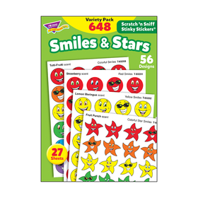 Trend Enterprises T-83905 Stinky Stickers Smiles Stars 648/Pk Jumbo Acid-Free Variety Pk