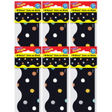 TREND T-92676-6 I Heart Metal Dots On Blk, Trimmers (6 PK)
