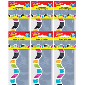 TREND T-92690-6 Color Harm Gray N Stripes, Trimmers (6 PK)