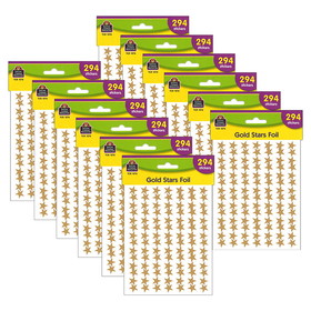 Teacher Created Resources TCR1276-12 Stickers Gold Stars Foil, 294 Per Pk (12 PK)