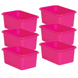 Teacher Created Resources TCR20384-6 Pink Small Plastic Storage, Bin (6 EA)