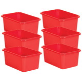 Teacher Created Resources TCR20385-6 Red Small Plastic Storage, Bin (6 EA)