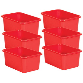 Teacher Created Resources TCR20385-6 Red Small Plastic Storage, Bin (6 EA)
