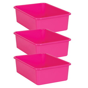 Teacher Created Resources TCR20408-3 Pink Large Plastic Storage, Bin (3 EA)