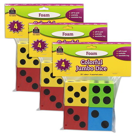 Teacher Created Resources TCR20810-3 4 Pack Foam Colorful Jumbo, Dice (3 PK)