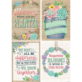 Teacher Created Resources TCR2088537 Rustic Bloom Poster Set 4 Pcs