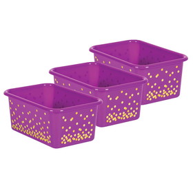 Teacher Created Resources TCR20892-3 Purple Conftti Small Plastic, Bin (3 EA)