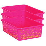 Teacher Created Resources TCR20898-3 Pink Confetti Large Plastic, Bin (3 EA)