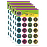 Teacher Created Resources TCR3841-6 Chalkboard Brights Numbers, Stickers (6 PK)