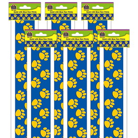 Teacher Created Resources TCR4643-6 Blue With Gold Paw Prints, Border Trim (6 PK)