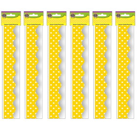 Teacher Created Resources TCR4668-6 Yellow Mini Polka Dots, Border Trim (6 PK)